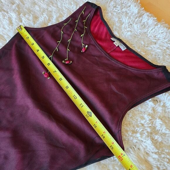 Vintage RAMPAGE Women's Maxi Dress Red- Black Mesh Overlay/ 3D Size Small‎ Y2K - Picture 9 of 10